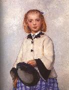 Albert Anker The Artists daughter Loise painting
